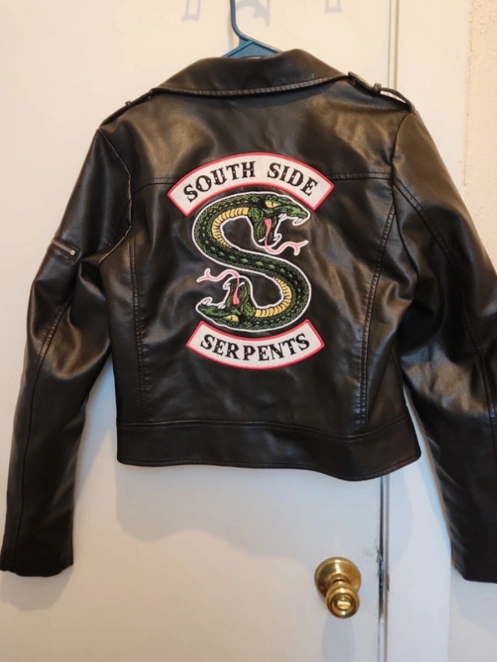 Black Faux Leather Women's Jacket with South Side Serpents Patch